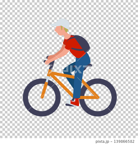カジュアルな服装で自転車に乗る男性のベクターイラスト カジュアルな服装で自転車に乗る男性のベクターイラスト 139866582