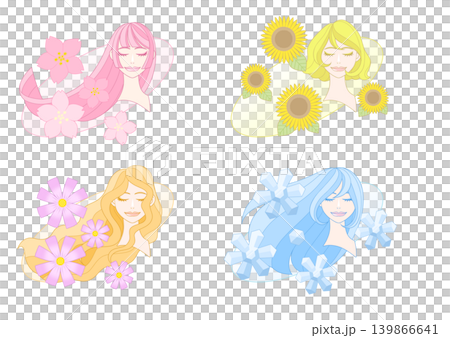 Four Seasons Concept Art – Women with Floral Four Seasons Concept Art – Women with Floral 139866641