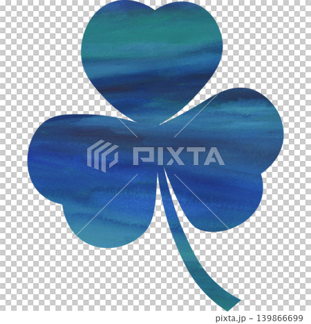 An illustration of a beautiful watercolor-patterned three-leaf clover icon. An illustration of a beautiful watercolor-patterned three-leaf clover icon. 139866699