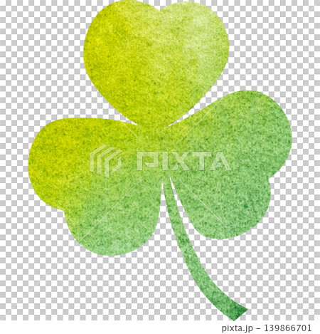 An illustration of a beautiful watercolor-patterned three-leaf clover icon. An illustration of a beautiful watercolor-patterned three-leaf clover icon. 139866701
