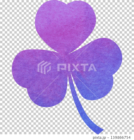 An illustration of a beautiful watercolor-patterned three-leaf clover icon. An illustration of a beautiful watercolor-patterned three-leaf clover icon. 139866754