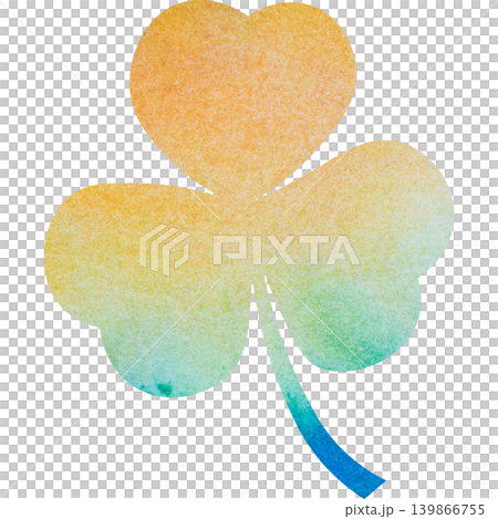 An illustration of a beautiful watercolor-patterned three-leaf clover icon. An illustration of a beautiful watercolor-patterned three-leaf clover icon. 139866755