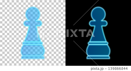 Glowing blue neon chess pawn pieces, available with transparent and black backgrounds, decorative icon material. Glowing blue neon chess pawn pieces, available with transparent and black backgrounds, decorative icon material. 139866844