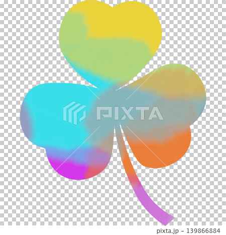 An illustration of a beautiful watercolor-patterned three-leaf clover icon. An illustration of a beautiful watercolor-patterned three-leaf clover icon. 139866884