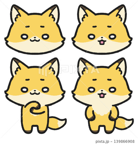 困惑、呆然とした表情のキツネのイラストセット	 139866908