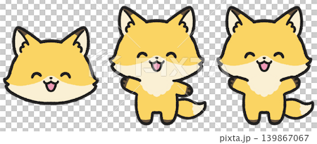 A set of illustrations of a smiling fox. A set of illustrations of a smiling fox. 139867067