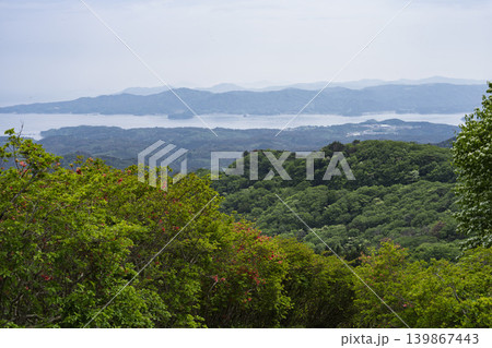 田束山から見た志津川方面の風景　俯瞰　宮城県南三陸町 139867443