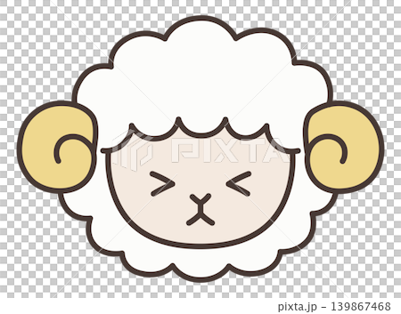 かわいい羊の顔のベクターイラスト。干支、十二支、未、ゆるい、アイコン、ひつじ、未年、年賀状 かわいい羊の顔のベクターイラスト。干支、十二支、未、ゆるい、アイコン、ひつじ、未年、年賀状 139867468