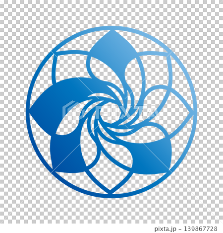 Blue gradient flower-shaped icon | Transparent background Blue gradient flower-shaped icon | Transparent background 139867728