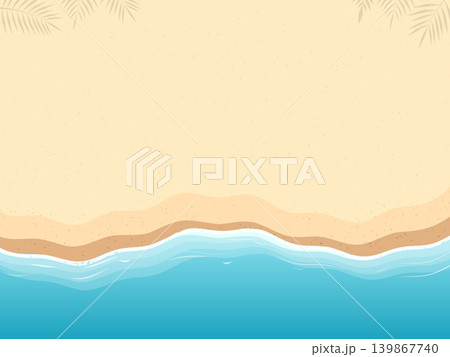 Aerial View of Tropical Sandy Beach and Sea Waves 139867740