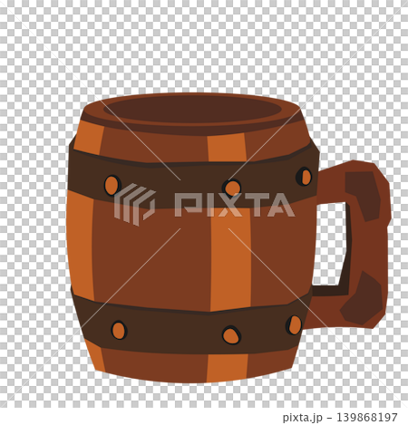 An illustration of a wooden beer mug (empty). An illustration of a wooden beer mug (empty). 139868197