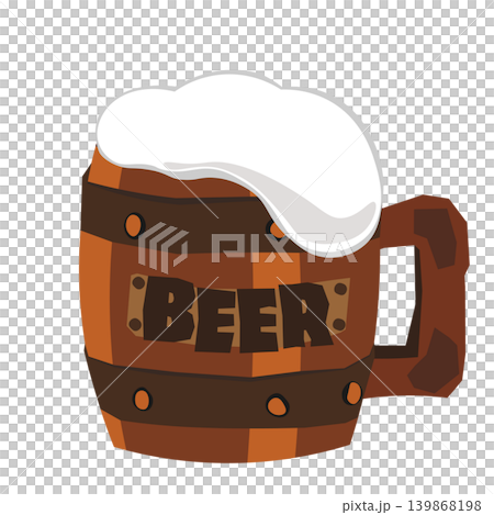 Illustration of beer in a wooden mug Illustration of beer in a wooden mug 139868198