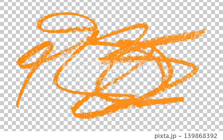 orange pencil strokes isolated on transparent background 139868392