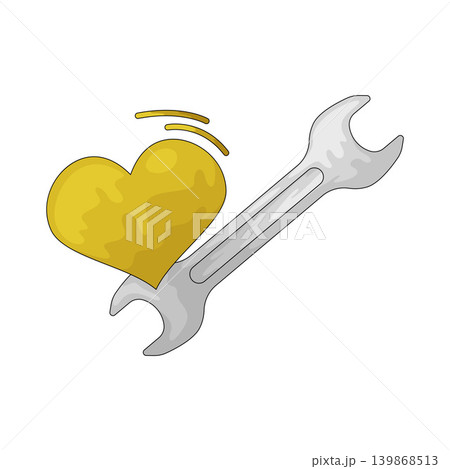 Illustration of Wrench with Heart 139868513