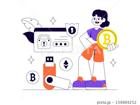 Cryptocurrency Hardware Security Vector Illustration Featuring Digital Wallet Protection, Blockchain Encryption and Crypto Asset Safety Design Cryptocurrency Hardware Security Vector Illustration Featuring Digital Wallet Protection, Blockchain Encryption and Crypto Asset Safety Design 139869252