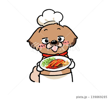 ハンバーグを持った犬 139869285