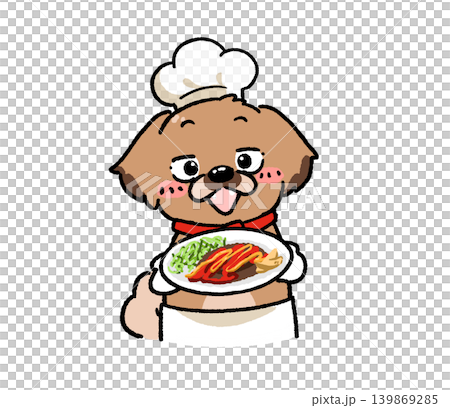 Dog holding a hamburger 139869285
