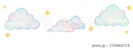 水彩で描いた空・雲のイラスト 水彩で描いた空・雲のイラスト 139869728