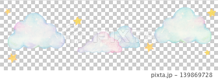 水彩で描いた空・雲のイラスト 水彩で描いた空・雲のイラスト 139869728