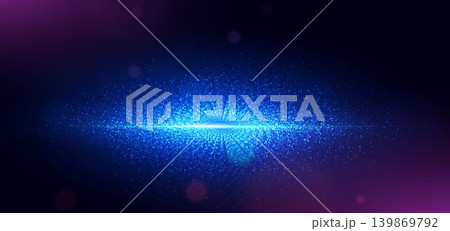 Technology futuristic digital data linking network connection particle glowing on dark background. 139869792