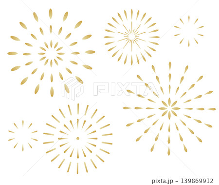 金色の花火と打ち上げエフェクトイラスト素材セット 金色の花火と打ち上げエフェクトイラスト素材セット 139869912