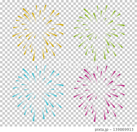 カラフルな花火のイラスト素材セット カラフルな花火のイラスト素材セット 139869913
