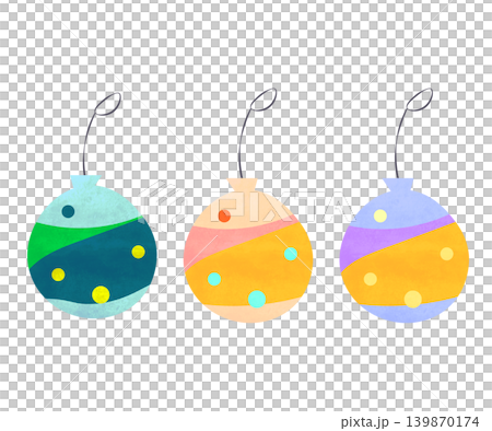 かわいい水風船ヨーヨーのイラスト3種セット（夏祭り・縁日素材） 139870174