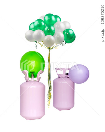 helium gas cylinder for inflating balloons isolated on white background helium gas cylinder for inflating balloons isolated on white background 139870210