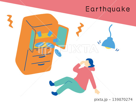 地震で転倒する女性 地震で転倒する女性 139870274