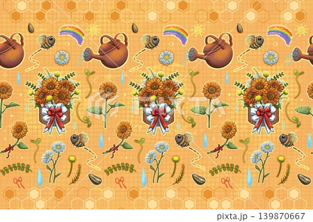 Cute Summer Sunflower Seamless Pattern 139870667