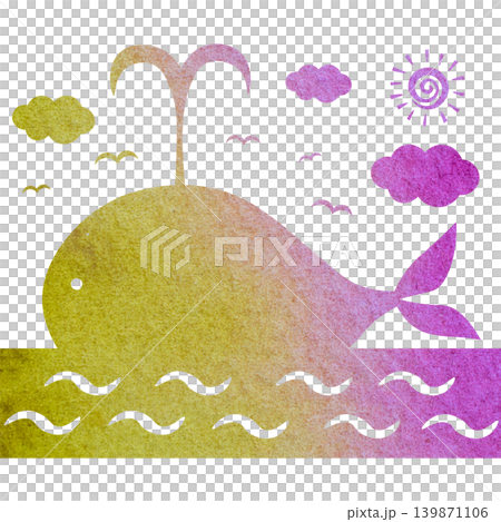 綺麗な水彩模様のクジラのアイコンのイメージのイラスト 綺麗な水彩模様のクジラのアイコンのイメージのイラスト 139871106