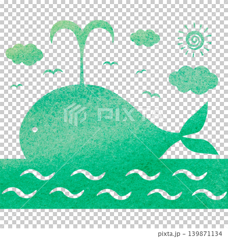 美麗的水彩畫鯨魚圖示圖像插圖 139871134