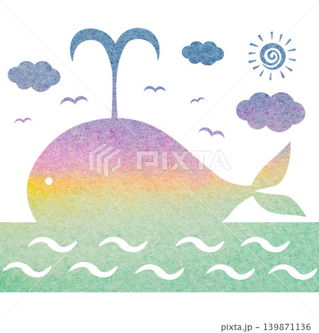 綺麗な水彩模様のクジラのアイコンのイメージのイラスト 綺麗な水彩模様のクジラのアイコンのイメージのイラスト 139871136