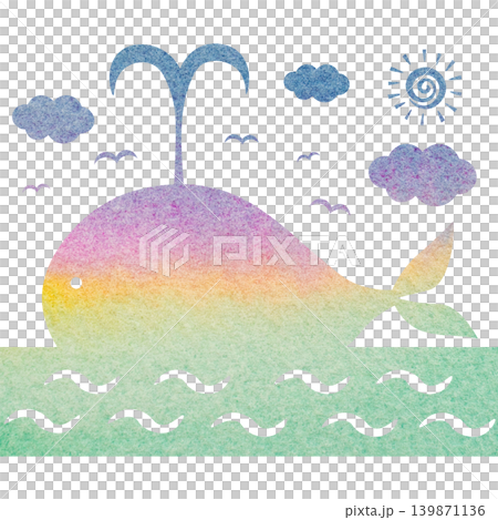綺麗な水彩模様のクジラのアイコンのイメージのイラスト 綺麗な水彩模様のクジラのアイコンのイメージのイラスト 139871136