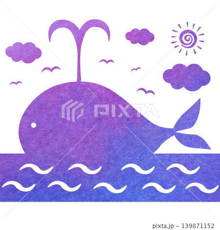 綺麗な水彩模様のクジラのアイコンのイメージのイラスト 綺麗な水彩模様のクジラのアイコンのイメージのイラスト 139871152