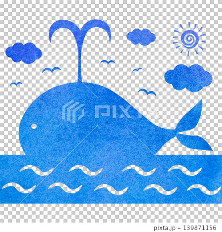 Beautiful watercolor whale icon image illustration 139871156
