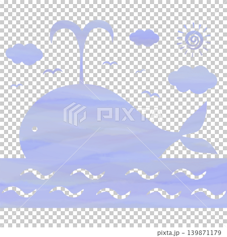綺麗な水彩模様のクジラのアイコンのイメージのイラスト 綺麗な水彩模様のクジラのアイコンのイメージのイラスト 139871179