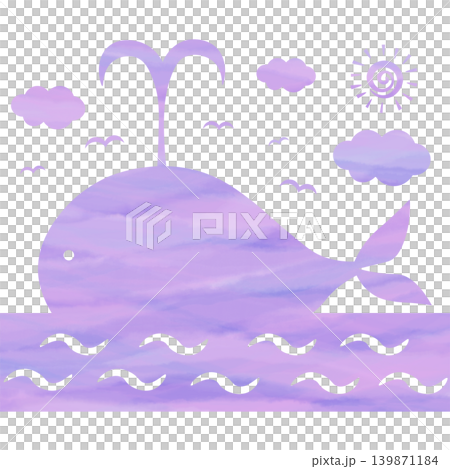 綺麗な水彩模様のクジラのアイコンのイメージのイラスト 綺麗な水彩模様のクジラのアイコンのイメージのイラスト 139871184