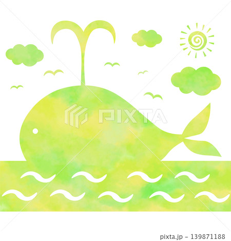 綺麗な水彩模様のクジラのアイコンのイメージのイラスト 綺麗な水彩模様のクジラのアイコンのイメージのイラスト 139871188