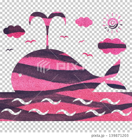綺麗な水彩模様のクジラのアイコンのイメージのイラスト 139871203