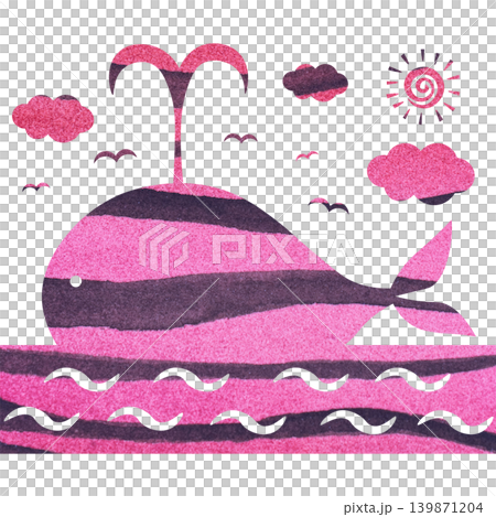 綺麗な水彩模様のクジラのアイコンのイメージのイラスト 139871204