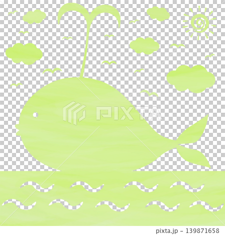 綺麗な水彩模様のクジラのアイコンのイメージのイラスト 139871658