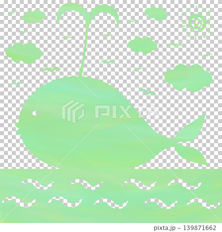綺麗な水彩模様のクジラのアイコンのイメージのイラスト 139871662