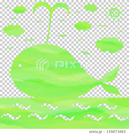 綺麗な水彩模様のクジラのアイコンのイメージのイラスト 綺麗な水彩模様のクジラのアイコンのイメージのイラスト 139871663