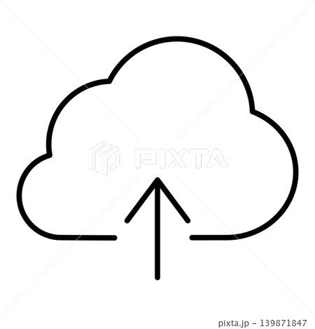 アップロードのシンプルなアイコンイラスト:雲（線画）003 139871847