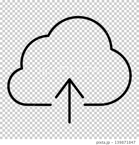 アップロードのシンプルなアイコンイラスト:雲（線画）003 139871847