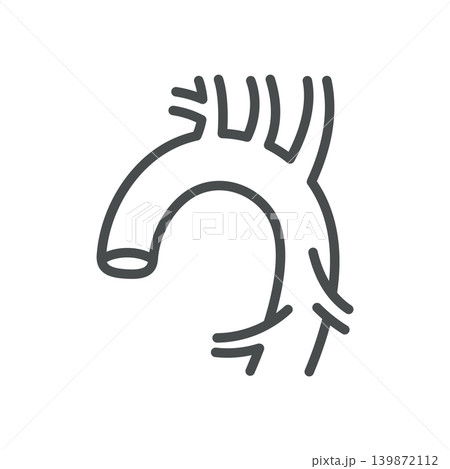 Aorta Anatomy Line Icon. Cardiovascular Artery and Blood Vessel Medical Symbol, Editable Stroke Vector Isolated on White Background. Aorta Anatomy Line Icon. Cardiovascular Artery and Blood Vessel Medical Symbol, Editable Stroke Vector Isolated on White Background. 139872112