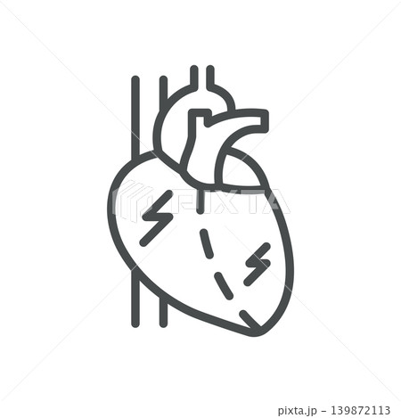 Atrial Fibrillation Heart Line Icon. Cardiac Arrhythmia and Irregular Heartbeat Medical Symbol, Editable Vector Isolated on White. Atrial Fibrillation Heart Line Icon. Cardiac Arrhythmia and Irregular Heartbeat Medical Symbol, Editable Vector Isolated on White. 139872113