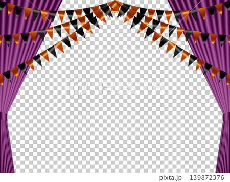 Curtains, open, Halloween garland 1, 13 purple Curtains, open, Halloween garland 1, 13 purple 139872376
