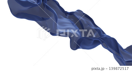 Dark blue sheer fabric flowing in the wind isolated on white background with copy space 3D render Dark blue sheer fabric flowing in the wind isolated on white background with copy space 3D render 139872517